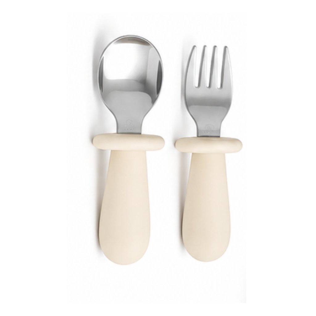 Silicone Baby Fork & Spoon Set – Vanilla