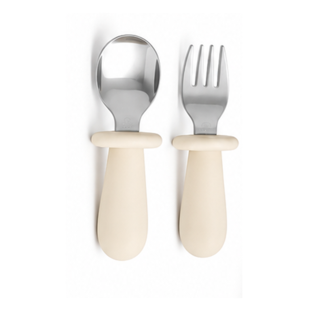 Silicone Baby Fork & Spoon Set – Vanilla