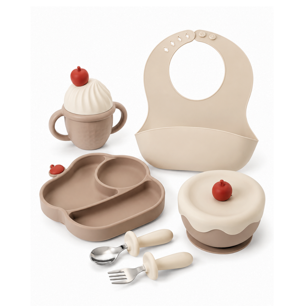 Ice Cream Silicone Baby Feeding Set – 6-Piece Mealtime Set