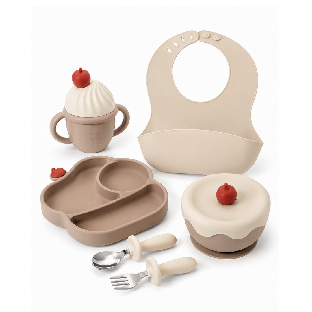 Ice Cream Silicone Baby Feeding Set – 6-Piece Mealtime Set
