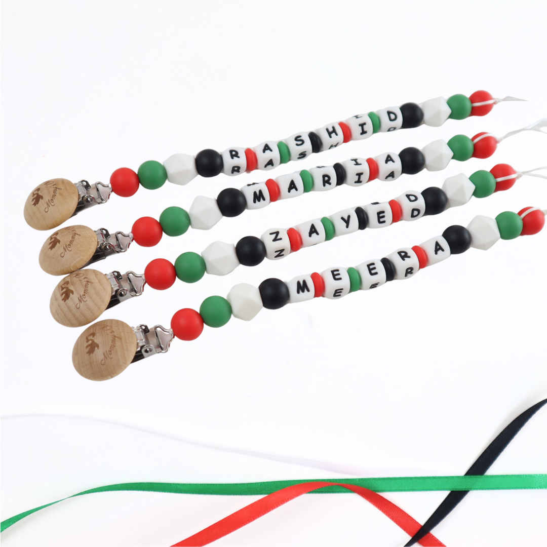UAE National Day Silicone Pacifier Clip – Personalized Baby Accessory