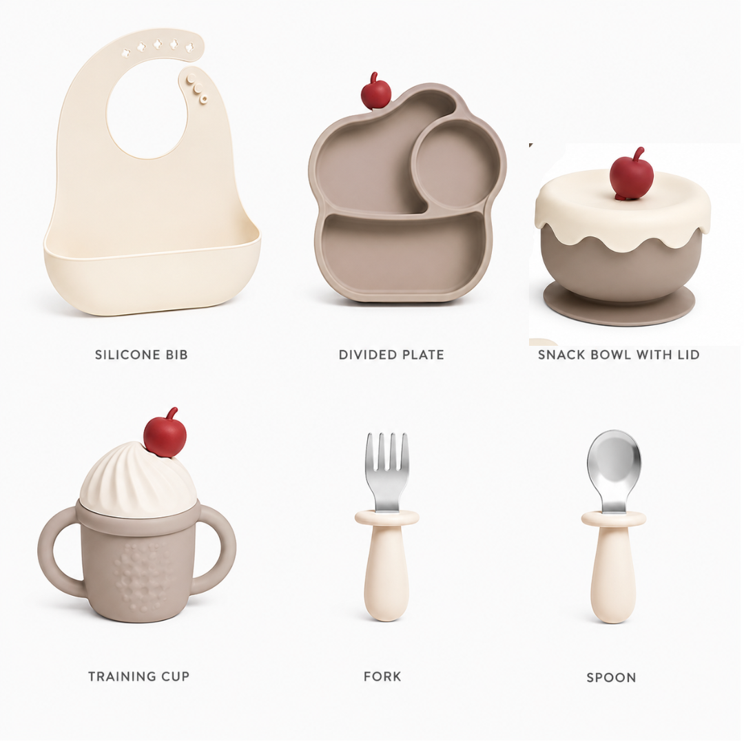 Ice Cream Silicone Baby Feeding Set – 6-Piece Mealtime Set