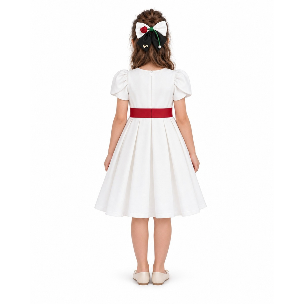 UAE National Day Rose Charm Dress – Petal Sleeve Celebration Outfit