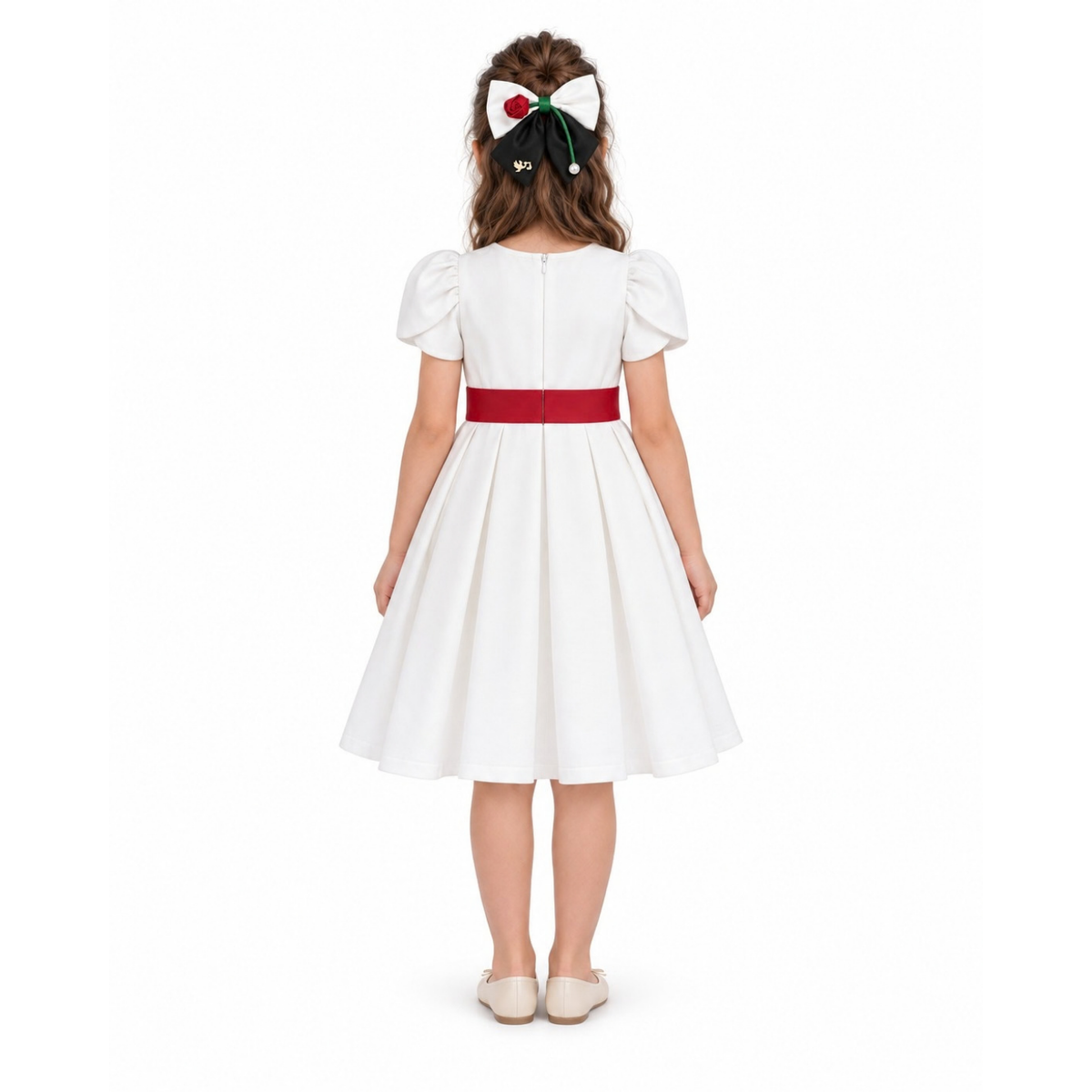 UAE National Day Rose Charm Dress – Petal Sleeve Celebration Outfit