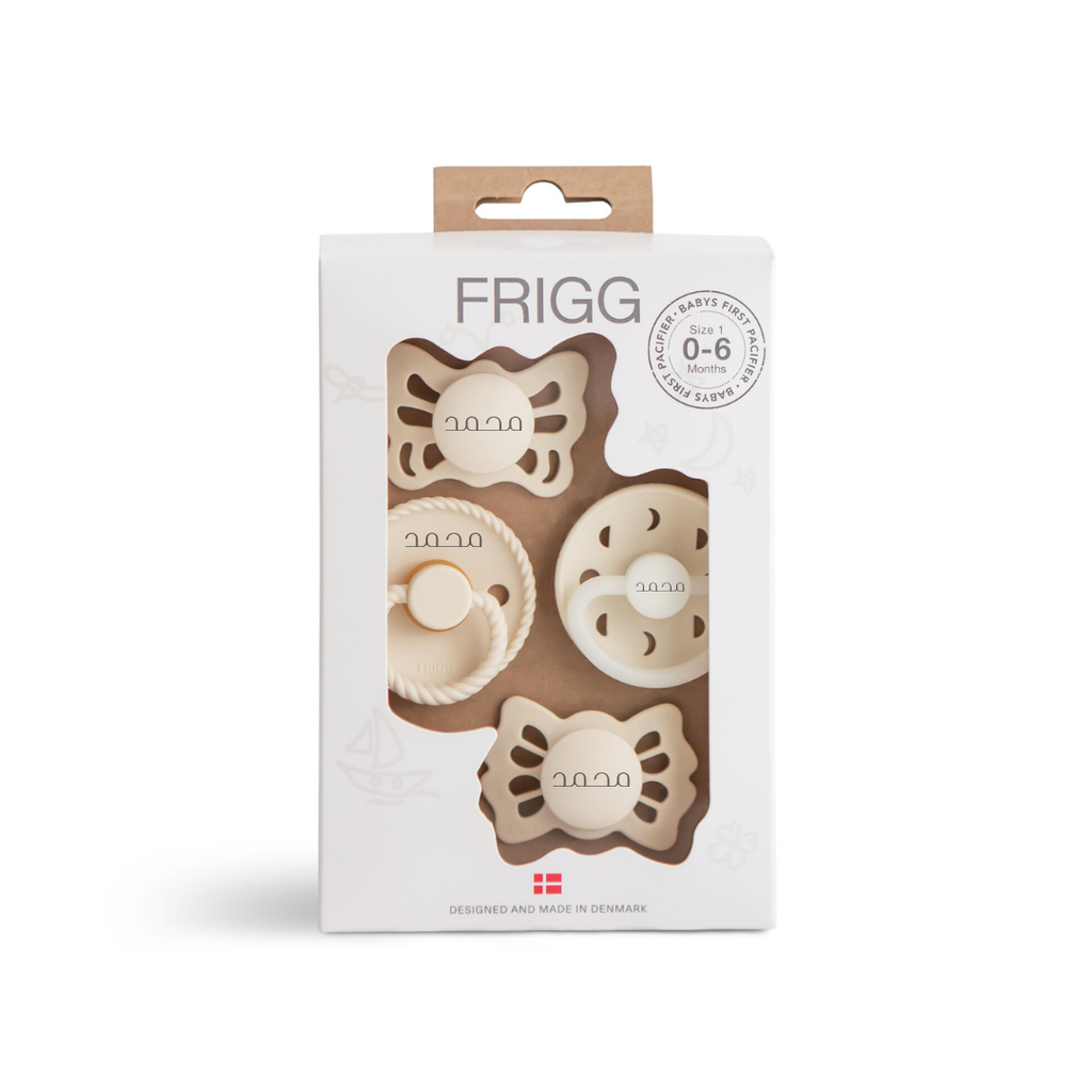 FRIGG Baby's First Pacifier Set – 4-Pack Newborn Dummy