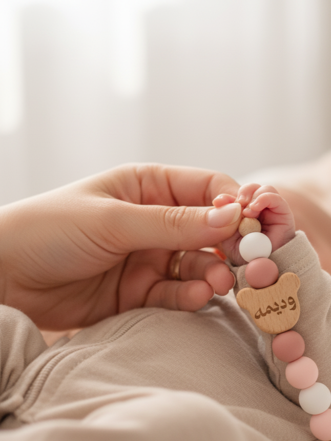 Personalized Pacifier Clip – Teddy Bear