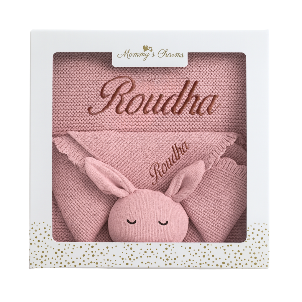 Personalized Baby Blanket & Bunny Comforter Set – Embroidered Name Soft Blanket - embroidered baby blanket by Mommy's Charms