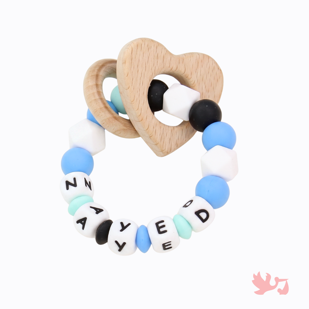 Personalized Baby Ring Rattle – Engraved Name Sensory Toy