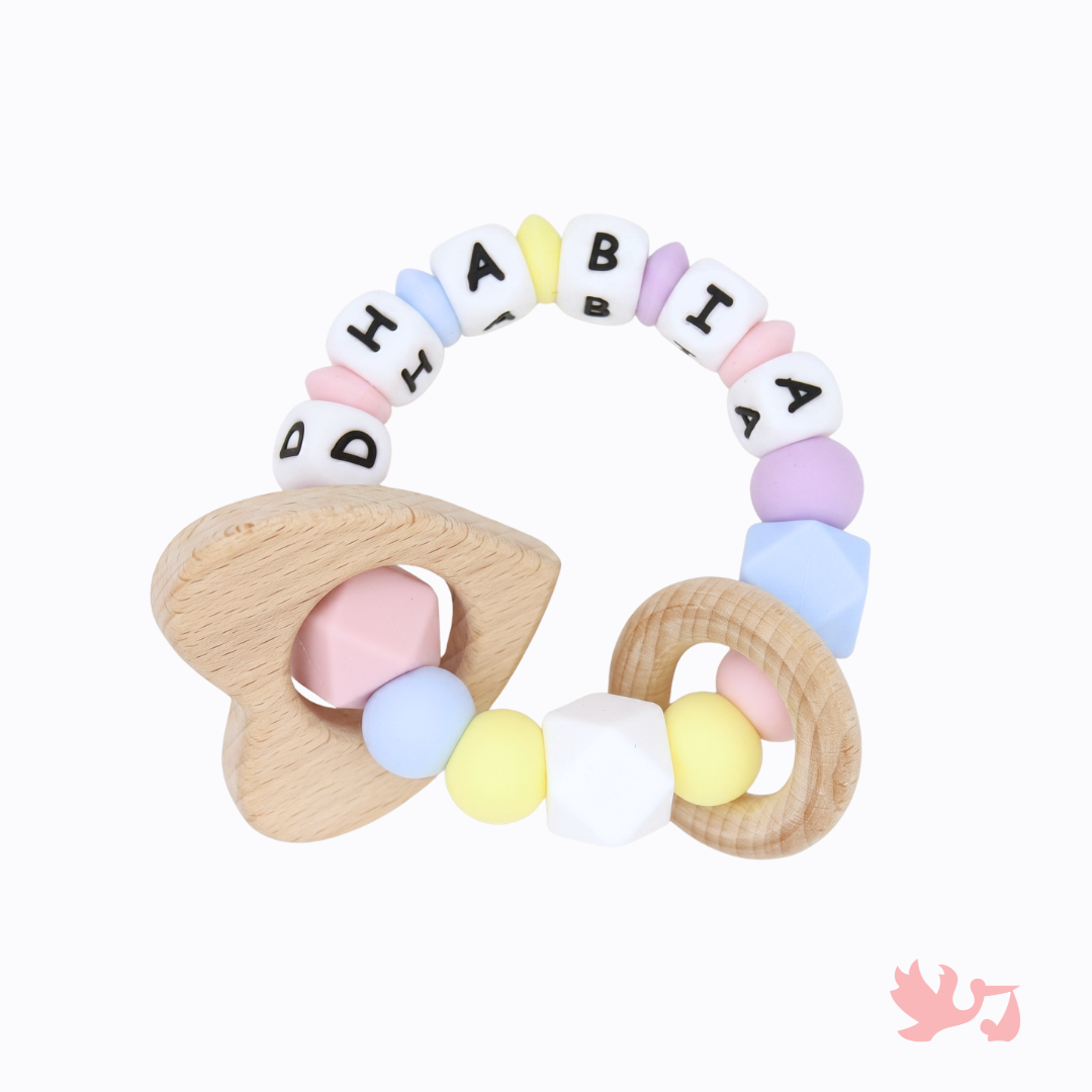 Personalized Baby Ring Rattle – Engraved Name Sensory Toy