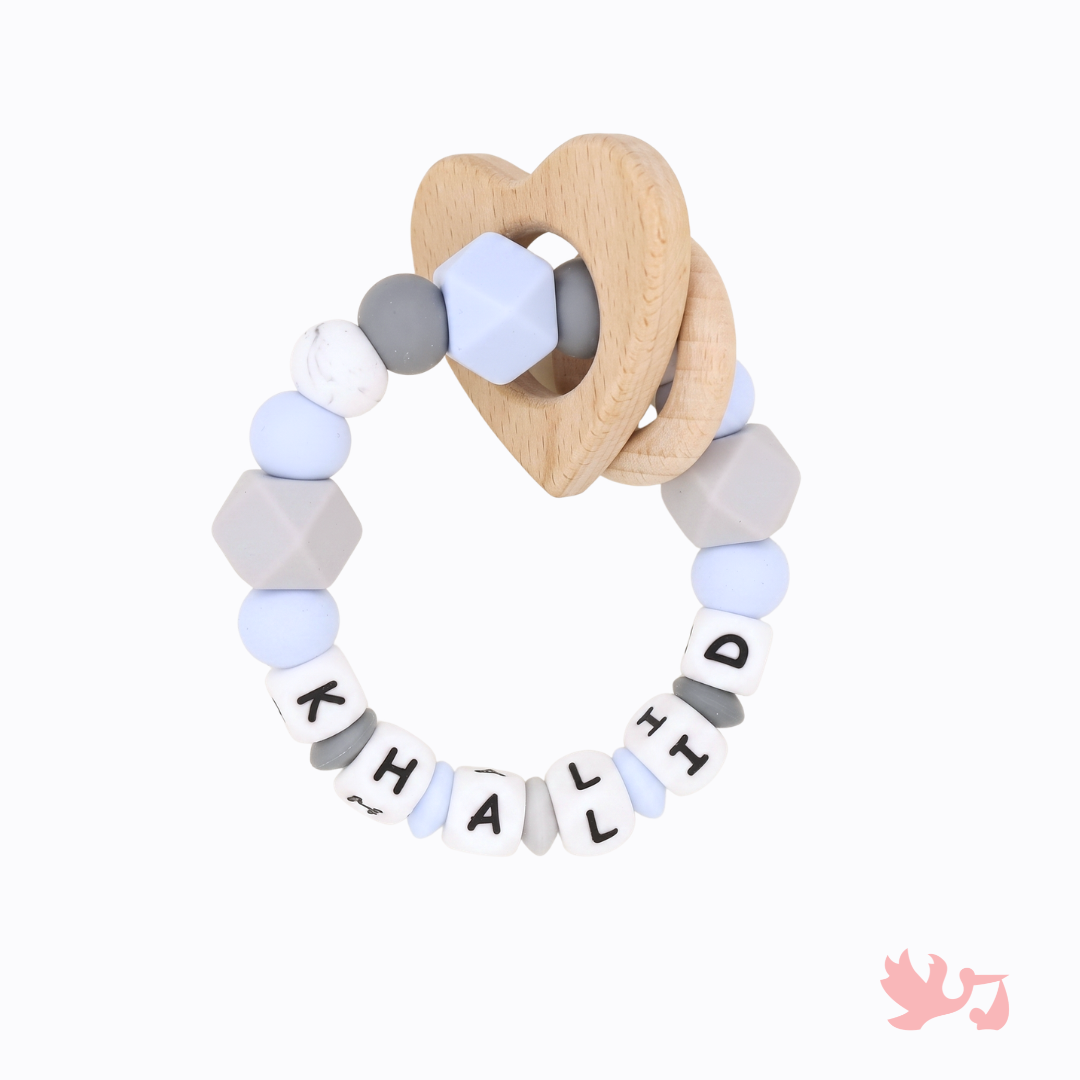 Personalized Baby Ring Rattle – Engraved Name Sensory Toy
