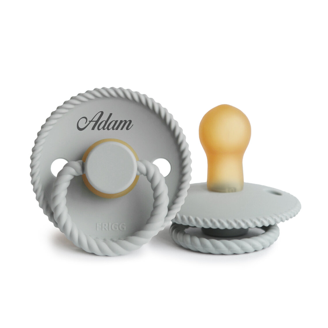 Personalized FRIGG Rope Latex Baby Pacifier – Engraved Name - silicone baby pacifier by Mommy's Charms