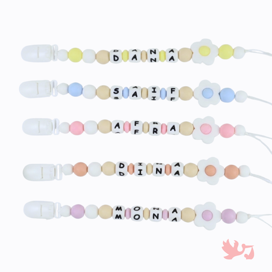 Personalized Pacifier Clip in Daisy design by Mommy's Charms