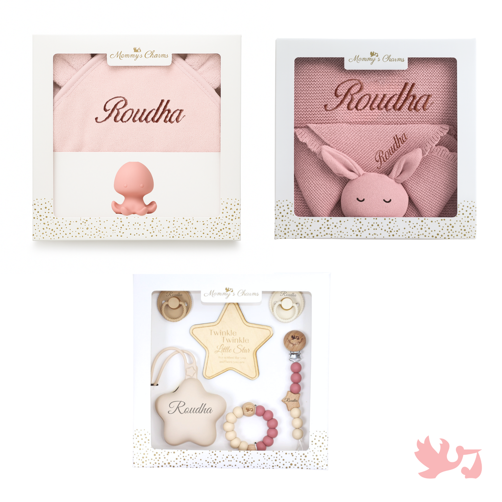 The Royal Welcome Bundle – Personalized Towel, Blanket & Pacifier Set - baby shower gift bundle by Mommy's Charms