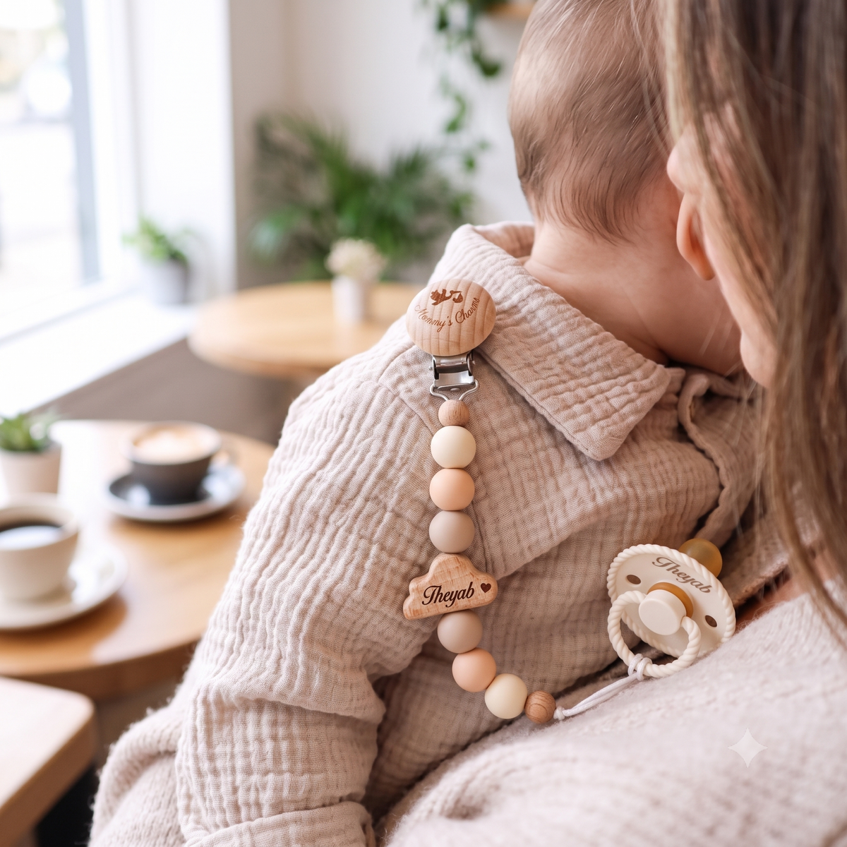 Personalized Pacifier Clip & FRIGG Set – Cloudy Dreams