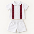 Qatar National Day Boys Shirt & Shorts Set – Maroon & White Outfit