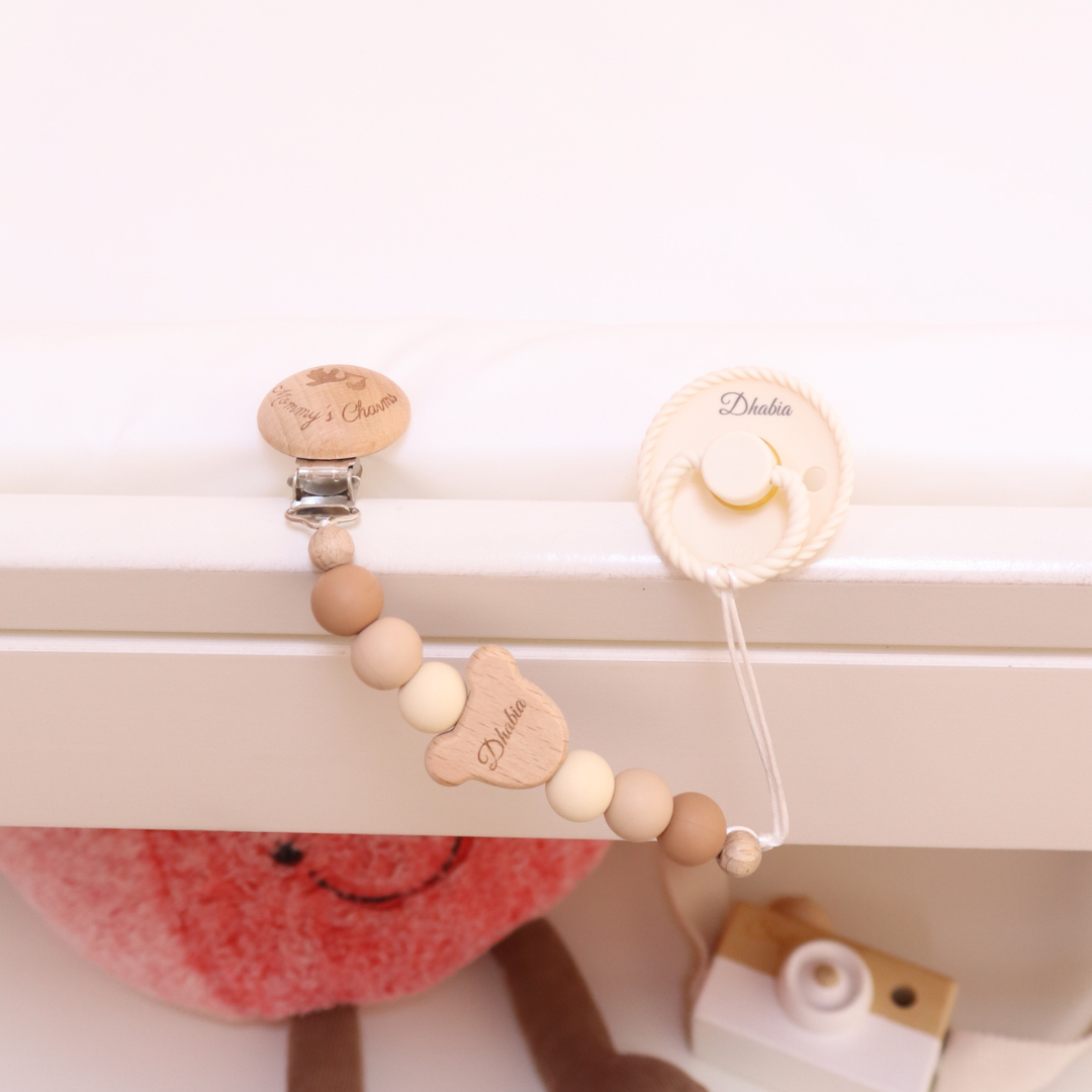 Personalized Pacifier Clip – Teddy Bear